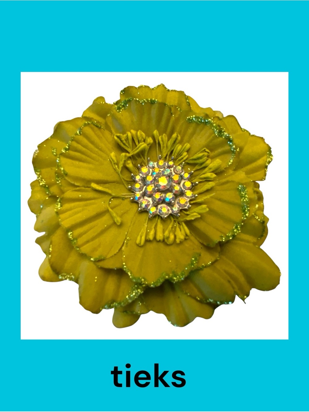 Tieks Chartreuse/Olive Green Floral Topper with Iridescent Rhinestones